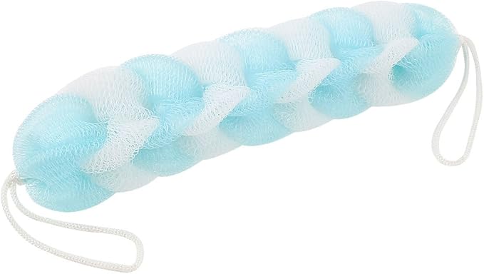Ruilogod Nylon Mesh Bath Shower Pouf Back Cleaning Scrubber Puff Blue White (id: 367 309 930 361 5cb - Image 3